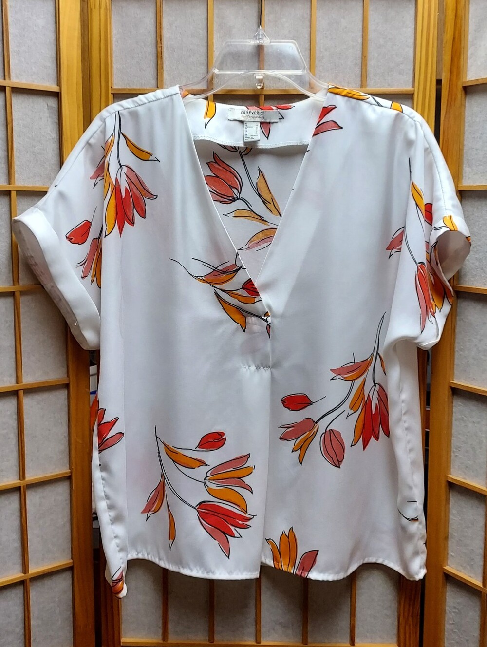 🍂🍁 Forever 21 Floral Leaf Blouse Wonens L Juniors XL